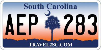 SC license plate AEP283