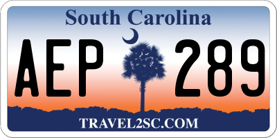 SC license plate AEP289