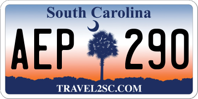 SC license plate AEP290