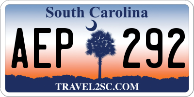 SC license plate AEP292