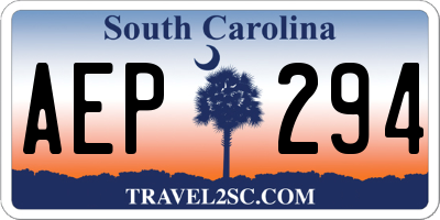 SC license plate AEP294