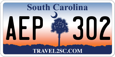 SC license plate AEP302