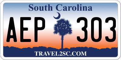 SC license plate AEP303