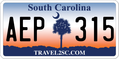 SC license plate AEP315