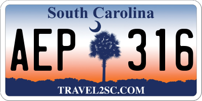 SC license plate AEP316