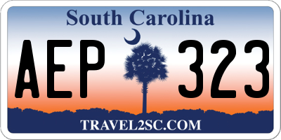 SC license plate AEP323