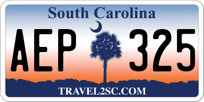 SC license plate AEP325