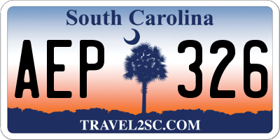 SC license plate AEP326
