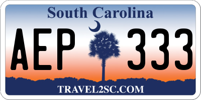 SC license plate AEP333
