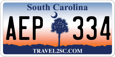 SC license plate AEP334