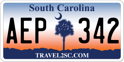 SC license plate AEP342