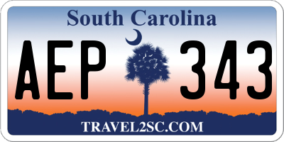 SC license plate AEP343