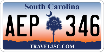 SC license plate AEP346