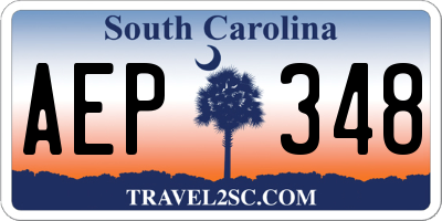 SC license plate AEP348