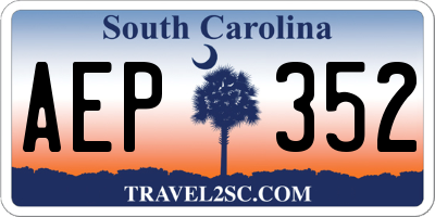 SC license plate AEP352