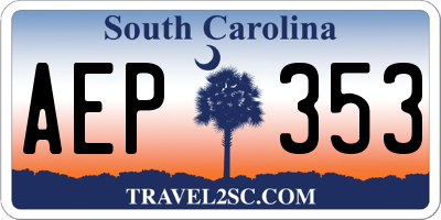 SC license plate AEP353