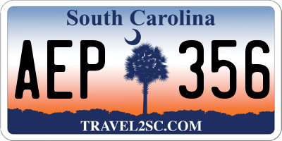 SC license plate AEP356