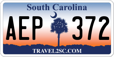 SC license plate AEP372