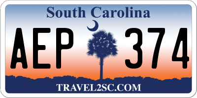 SC license plate AEP374
