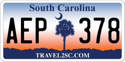 SC license plate AEP378