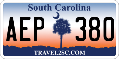 SC license plate AEP380
