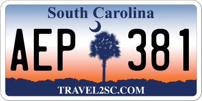 SC license plate AEP381