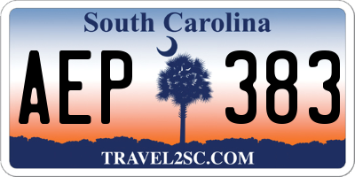 SC license plate AEP383