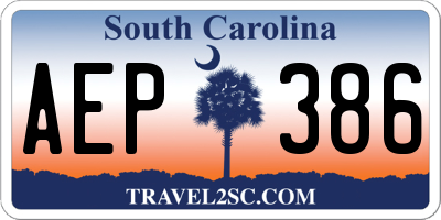 SC license plate AEP386