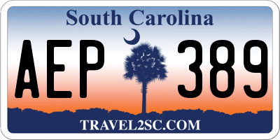 SC license plate AEP389