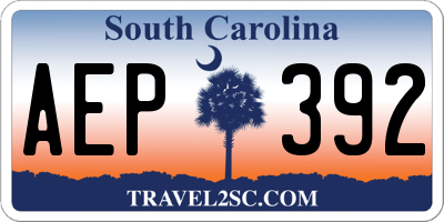 SC license plate AEP392