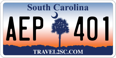 SC license plate AEP401