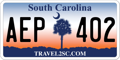 SC license plate AEP402