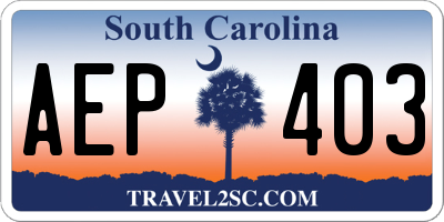 SC license plate AEP403