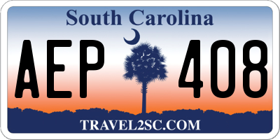 SC license plate AEP408