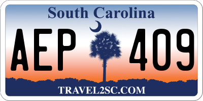 SC license plate AEP409