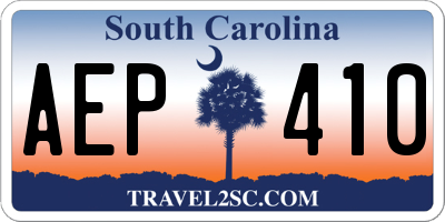 SC license plate AEP410