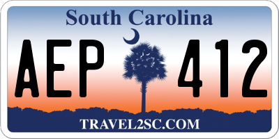 SC license plate AEP412