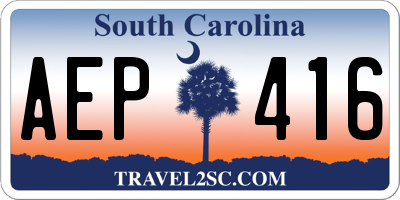SC license plate AEP416