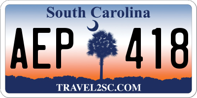 SC license plate AEP418