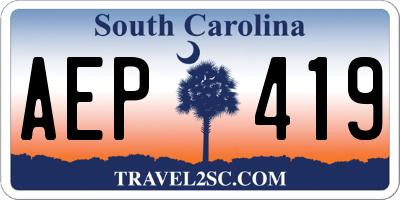 SC license plate AEP419