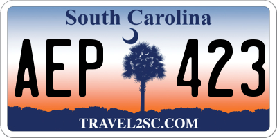 SC license plate AEP423