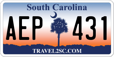 SC license plate AEP431