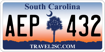 SC license plate AEP432