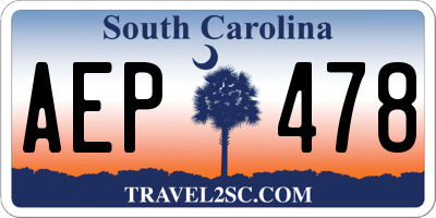 SC license plate AEP478