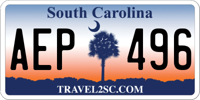 SC license plate AEP496