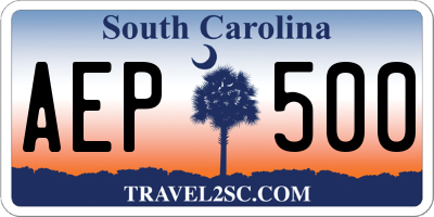 SC license plate AEP500