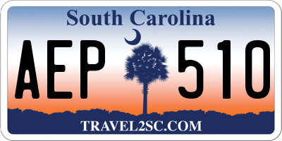 SC license plate AEP510