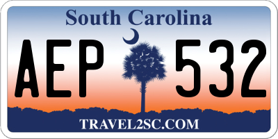 SC license plate AEP532