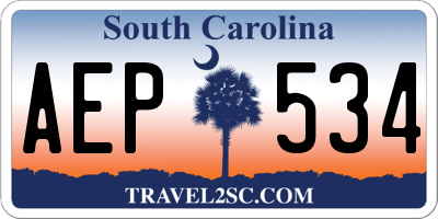 SC license plate AEP534
