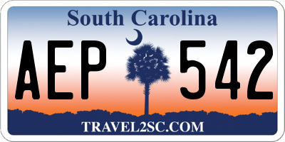 SC license plate AEP542